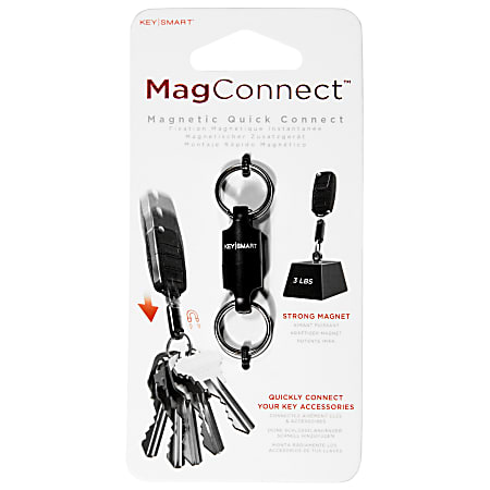 KeySmart MagConnect Quick Connect Key Chain Magnets, Black, Set Of 5 Key Chains