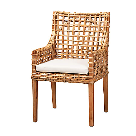 bali & pari Saoka Dining Chair, Natural Brown/White