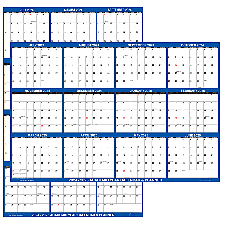 2024-2025 SwiftGlimpse Academic Monthly Wall Calendar, 18" x 24". Navy, July 2024 To June 2025, SG2024ACANAVY
