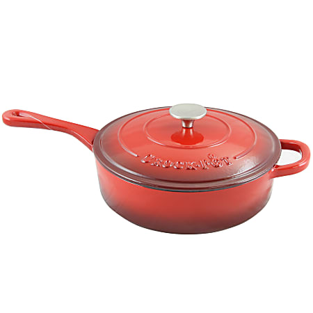 Crock-Pot Artisan 3.5-Quart Enameled Cast Iron Sauté Pan, Scarlet Red