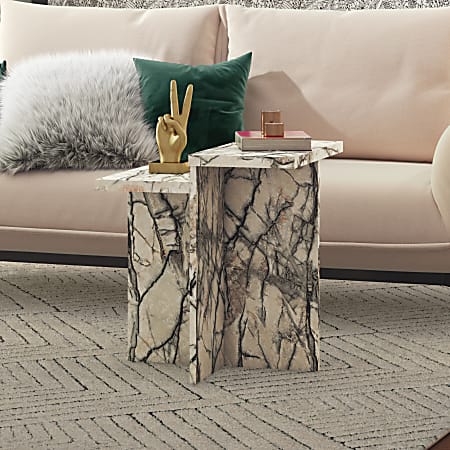 Ameriwood Home CosmoLiving By Cosmopolitan Brielle Rectangle Accent Table, 24"H x 22"W x 22"D, Onyx Marble
