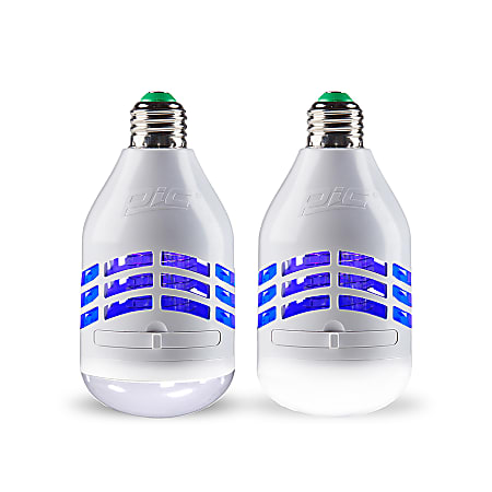 PIC® Dual-Purpose Bug Zapper And LED Light Bulb, White, Pack Of 2