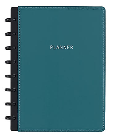 TUL® Discbound Monthly Planner Starter Set, Undated, Junior Size, Leather Cover, Teal