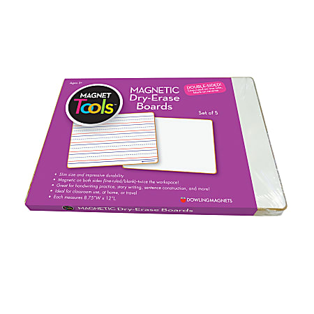 Dowling Magnets Magnetic Dry Erase Lined Blank Boards 12 x 8 34 White Set  Of 5 Boards - Office Depot