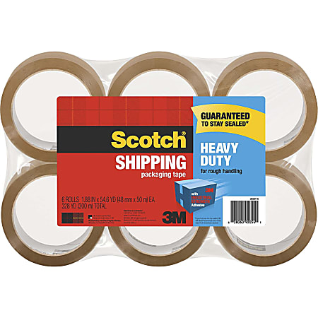 Scotch Heavy Duty Shipping Packaging Tape - 54.60 yd Length x 1.88" Width - 6 - Tan