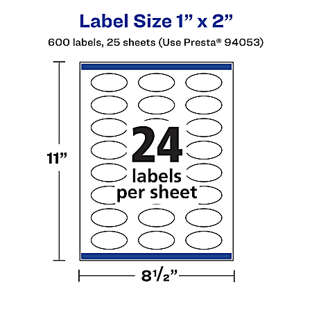 Avery® Permanent Labels With Sure Feed®, 94053-WMP25, Oval, 1