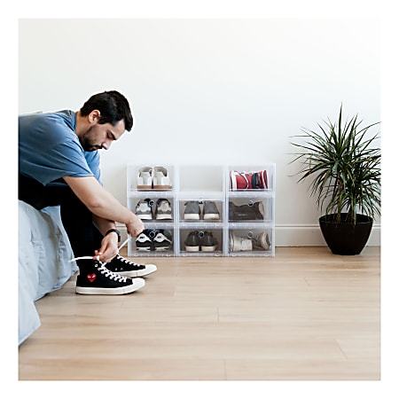 IRIS Wide Pull Down Front Access Shoe Plastic Storage Containers