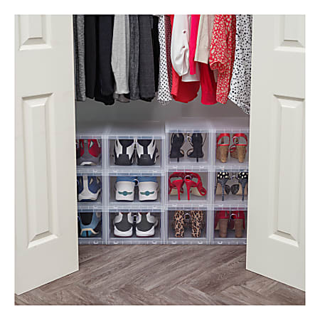 IRIS Wide Pull Down Front Access Shoe Plastic Storage Containers