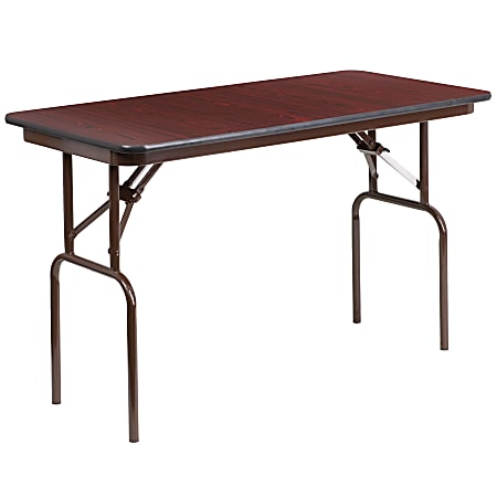Flash Furniture High-Pressure Folding Banquet Table, 30"H x 24"W x 48"D, Mahogany