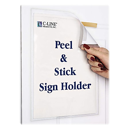 C-Line® Peel/Stick Pockets With Antimicrobial Protection, Letter Size, Clear, Pack Of 10