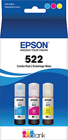 Epson® 522 EcoFit® Cyan; Magenta; Yellow High-Yield Ink Bottles, Pack Of 3, T522520-S