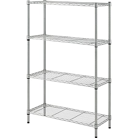 Lorell Light-Duty Wire Shelving - 4 Tier(s) - 54" Height x 36" Width x 14" DepthFloor - Sturdy - Epoxy - Silver - Plastic, Metal, Steel - 1 Each