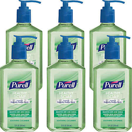 Purell® Healthy Hand Foam Soap, Soothing Cucumber Scent, 12 Oz, Carton Of 6 Pump Bottle Dispensers
