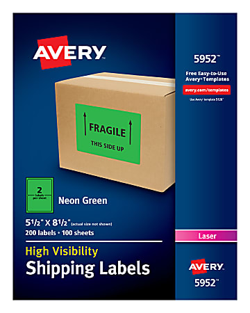 Avery® High-Visibility Permanent Shipping Labels, 5952, 5