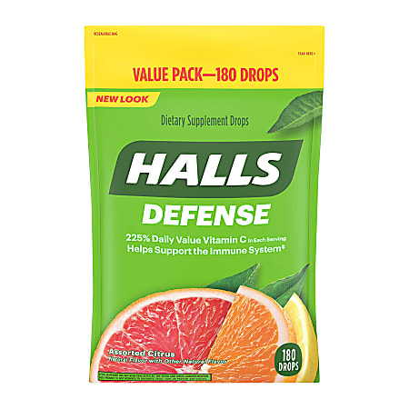 Halls Assorted Citrus Defense Drops, Pack Of 180