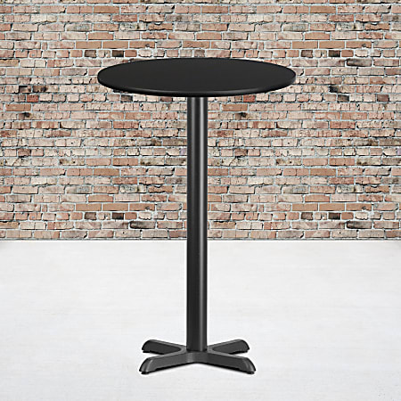 Flash Furniture Laminate Round Table Top With Bar-Height Table Base, 43-1/8"H x 24"W x 24"D, Black