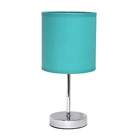 Simple Designs Chrome Mini Basic Table Lamp with Blue Fabric Shade