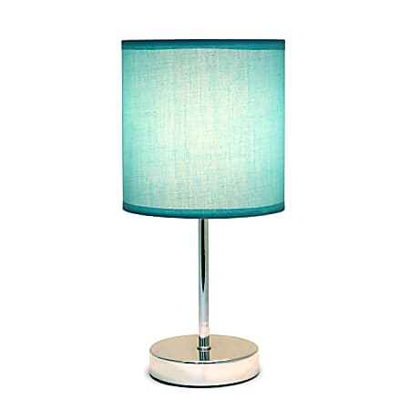Picture Idea: Simple Designs Chrome Mini Basic Table Lamp With Blue Fabric