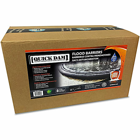 Quick Dam Flood Barriers, 3.5"H, Black, 8 / Carton