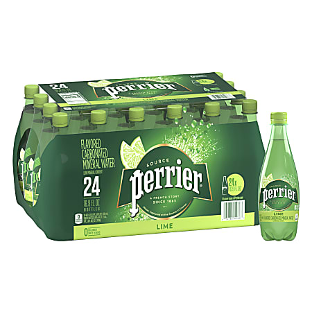 Perrier® Sparkling Natural Mineral Water with Lime Flavor, 16.9 Oz, Case Of 24 Plastic Bottles