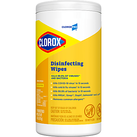 CloroxPro™ Clorox® Disinfecting Wipes, Lemon Fresh, 75 Count (15948)