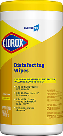 Clorox® Disinfecting Wipes, 7" x 8", Lemon Fresh Scent, Pack Of 75 Wipes