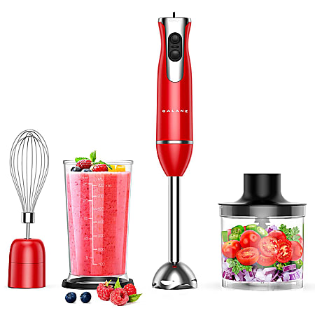 Galanz 2-Speed Multi-Function Retro Immersion Hand Blender, Hot Rod Red
