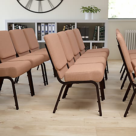Flash Furniture HERCULES Series 21"W Stackable Church Chair, Caramel/Coppervein