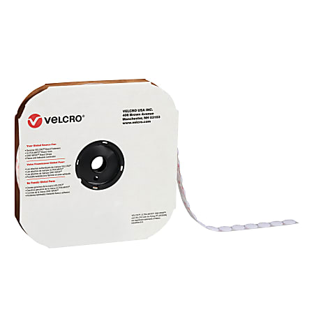 VELCRO® Brand Tape Dots, Loop, 7/8", White, Pack Of 900 Dots