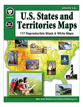 Mark Twain Media U.S. States And Territories Maps, Grades 5-8