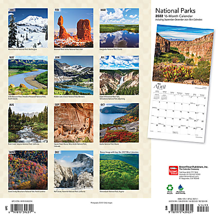 Brown Trout Calendar National Parks 2022 - Office Depot