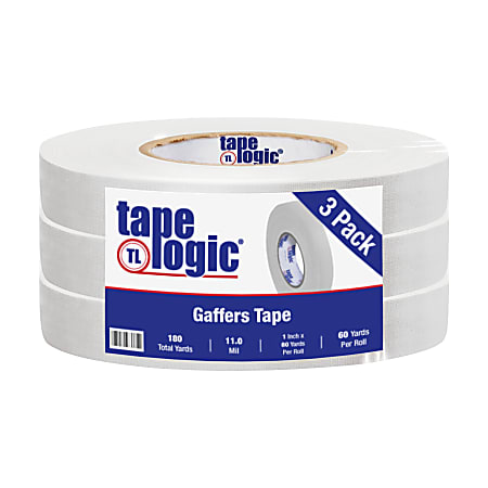 Tape Logic Gaffers Tape, 1" x 60 Yd., 11 Mil, White, Case Of 3 Rolls