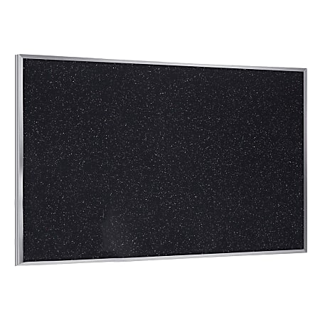 Ghent Recycled Rubber Bulletin Board, 4 1/24" x 10 1/24", Aluminum Frame With Confetti Silver Finish