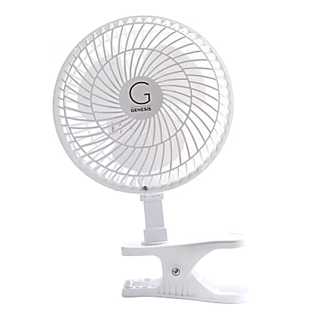 Genesis 6” Max Breeze Clip Fan With Tabletop Base, White