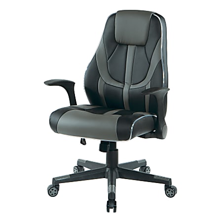 Office Star™ Output Faux Leather Gaming Chair, Black/Gray