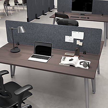 WorkPro® Motiva Desktop Privacy Screen, 18-1/8”H x 70”W x 2”D, Cool Charcoal, Standard Delivery