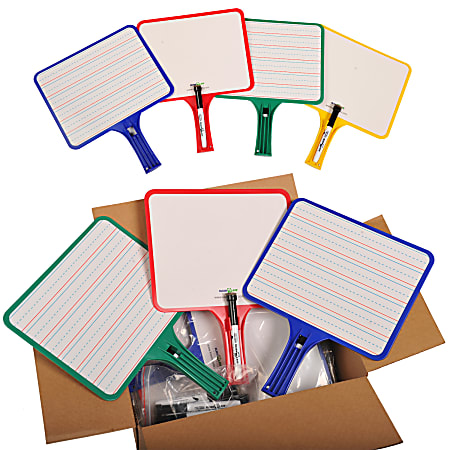 KleenSlate® Non-Magnetic Rectangular Dry-Erase Whiteboards with Markers, Blank/Handwriting Double-Sided, Assorted, Pack of 12