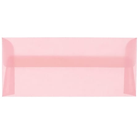 JAM Paper® #10 Business Booklet Envelopes, Translucent, Gummed Closure, Blush Pink, Pack Of 25