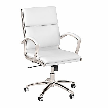 Bush Business Furniture Modelo Bonded Leather Mid-Back Executive Office Chair, White, Standard Delivery