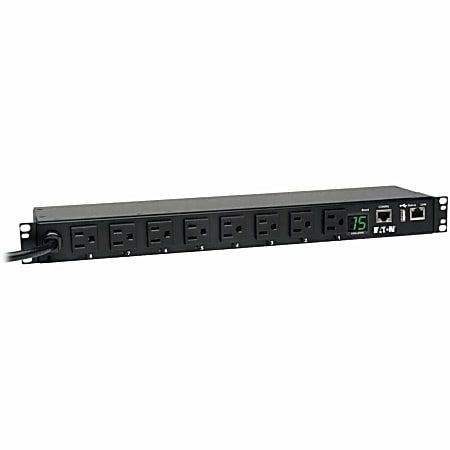Tripp Lite 1.4kW Single-Phase Switched PDU, LX Platform Interface, 120V Outlets (8 5-15R), NEMA 5-15P, 12 ft. Cord, 1U Rack, TAA - PDUMH15NET2LX