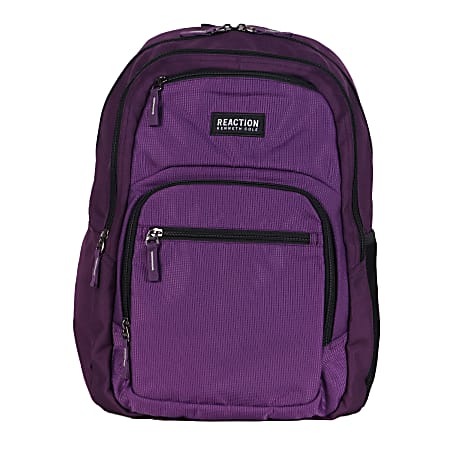 Kenneth Cole Reaction Polyester Double Gusset Computer Backpack With 15.6" Laptop Pocket, Purple