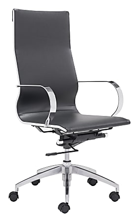 Zuo Modern® Glider High-Back Office Chair, Black/Chrome