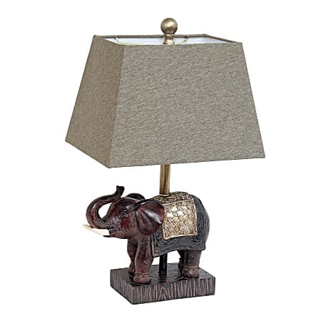 Lalia Home Elephant Table Lamp, 20-1/2"H, Brown Shade/Brown