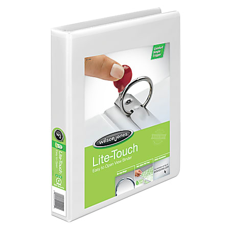 Wilson Jones® Lite-Touch™ No-Gap™ Locking Round-Ring View Binder, 1" Rings, 57% Recycled, White