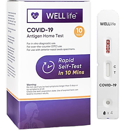 Wondfo WELL life&trade; COVID-19 Antigen Home Tests, Pack Of 10 Tests