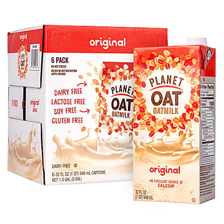 Planet Oat Original Oat Milk Cartons, 32 Oz, Pack Of 6 Cartons