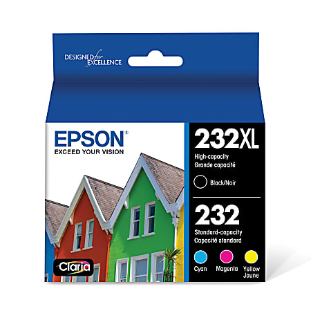 Epson® 232XL Black/232 Claria® Cyan; Magenta; Yellow Extra High-Yield Ink Cartridges, Set Of 4 Cartridges, T222XL120-S