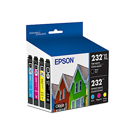 Epson® Claria T232XL Extra High-Yield Black/Cyan/Magenta/Yellow Ink Cartridges, Set Of 4 Cartridges, T222XL120-S