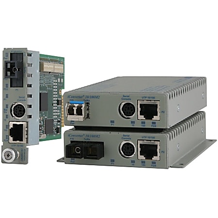 Omnitron iConverter 10/100M2 - Fiber media converter - 100Mb LAN - 10Base-T, 100Base-FX, 100Base-TX - RJ-45 / ST single-mode - up to 18.6 miles - 1310 nm