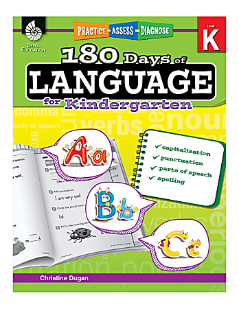 Shell Education 180 Days Of Language Workbook, Kindergarten